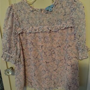 CeCe Pink and Purple Floral Blouse